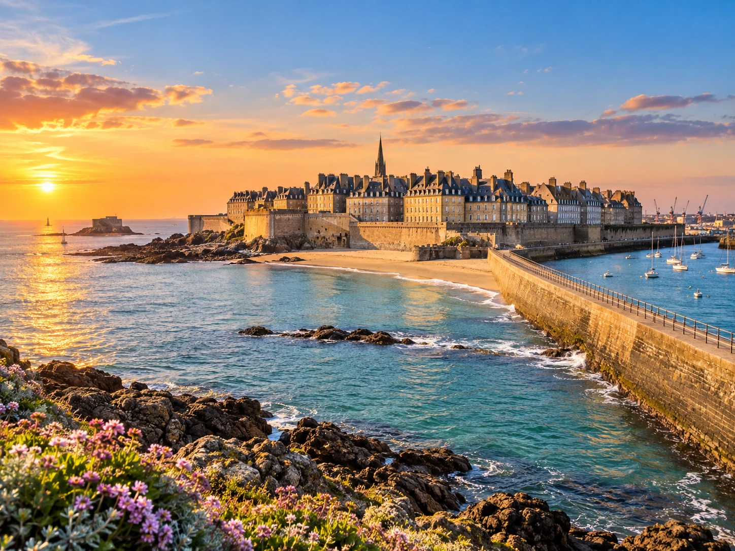 Vue panoramique de Saint-Malo et de ses remparts