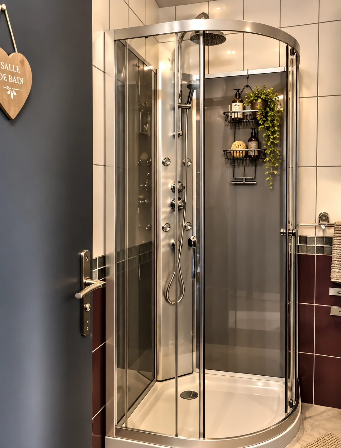 Salle de bain avec cabine de douche